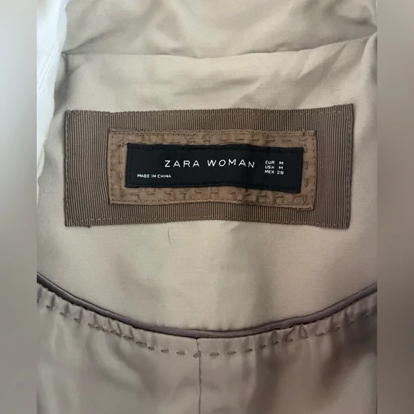 Zara Tan/Khaki Cotton Mini Trench Coat, NWT - Picture 9 of 9
